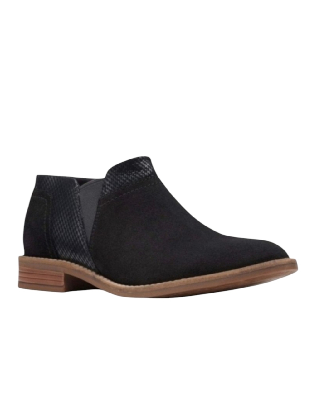 Clarks Women's 6.5 Camzin Mix Black Suede Ankle Boots Western NIB
